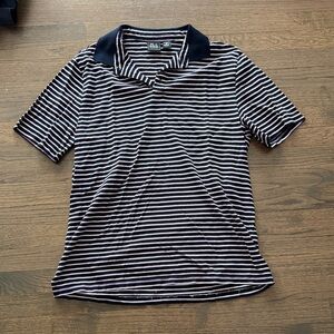 Jos A Bank Navy and White and Purple Striped Polo Shirt